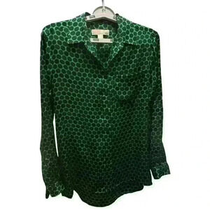 Micheal Kors- Women’s Green Polka-a-dot Blouse. Size S